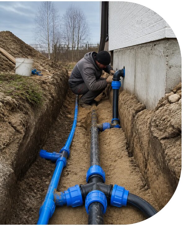 Монтаж наружного водопровода на участке под ключ в Вятских Поляне